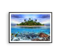 Cuadro Poster de Pared 100x70cm Póster Marco Playa laguna agua océano Wall Art