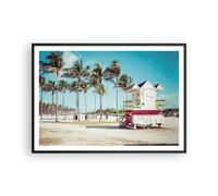 Cuadro Poster de Pared 100x70cm Póster Marco playa miami florida Wall Art Prints