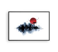 Cuadro Poster de Pared 100x70cm Póster Marco rojo sol puerta Wall Art Prints