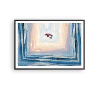 Cuadro Poster de Pared 100x70cm Póster Marco Salto Libertad Surrealismo Wall Art
