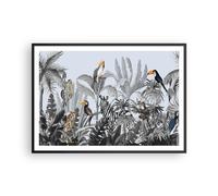 Cuadro Poster de Pared 100x70cm Póster Marco Selva Animales Tucanes Wall Art