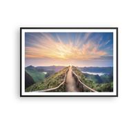 Cuadro Poster de Pared 100x70cm Póster Marco Sendero Montaña Azores Wall Art