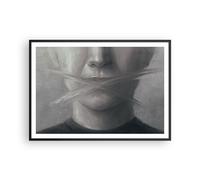 Cuadro Poster de Pared 100x70cm Póster Marco Símbolo Boca Discurso Wall Art