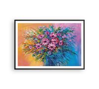 Cuadro Poster de Pared 100x70cm Póster Marco Un ramo Flores Aceite Wall Art
