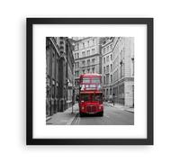 Cuadro Poster de Pared 30x30cm Marco Autobús inglaterra vacaciones londres Art