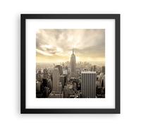 Cuadro Poster de Pared 30x30cm Marco Ciudad rascacielos manhattan nuevo york Art