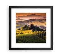 Cuadro Poster de Pared 30x30cm Póster Marco Agricultura granja toscana viña Art