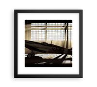 Cuadro Poster de Pared 30x30cm Póster Marco Airplain Hangar vuelo histórico Art