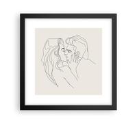 Cuadro Poster de Pared 30x30cm Póster Marco Art. Línea Beso Wall Art Prints