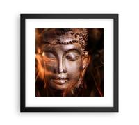 Cuadro Poster de Pared 30x30cm Póster Marco Buda estatua misterio Wall Art
