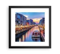 Cuadro Poster de Pared 30x30cm Póster Marco Canal Grande Tarde Wall Art Prints
