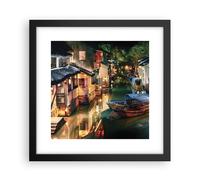 Cuadro Poster de Pared 30x30cm Póster Marco chino ciudad noche Wall Art Prints