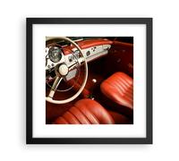 Cuadro Poster de Pared 30x30cm Póster Marco Coche Interior Clásico Wall Art