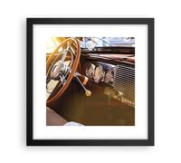 Cuadro Poster de Pared 30x30cm Póster Marco Coche Retro Antiguo Wall Art Prints