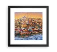 Cuadro Poster de Pared 30x30cm Póster Marco Colores Ciudad Turquía Wall Art