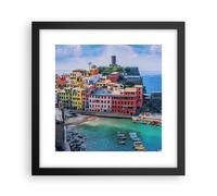 Cuadro Poster de Pared 30x30cm Póster Marco Colores Edificios Italia Wall Art