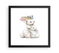 Cuadro Poster de Pared 30x30cm Póster Marco Conejo Liebre Infantil Wall Art