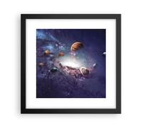 Cuadro Poster de Pared 30x30cm Póster Marco Cosmos Planetas Las Estrellas Art
