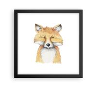 Cuadro Poster de Pared 30x30cm Póster Marco Dibujos animados Zorro Niño Wall Art