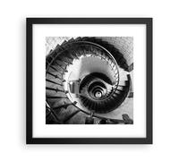 Cuadro Poster de Pared 30x30cm Póster Marco Escaleras Espiral Perspectiva Art
