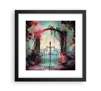 Cuadro Poster de Pared 30x30cm Póster Marco Fantasía Puerta Jardín Wall Art