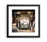 Cuadro Poster de Pared 30x30cm Póster Marco Histórico Coche Garaje Wall Art