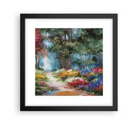 Cuadro Poster de Pared 30x30cm Póster Marco Impresionismo Naturaleza Bosque Art