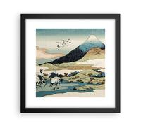 Cuadro Poster de Pared 30x30cm Póster Marco Japón Grullas Imagen Wall Art Prints