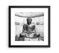 Cuadro Poster de Pared 30x30cm Póster Marco Japonés Buda Estatua Wall Art Prints