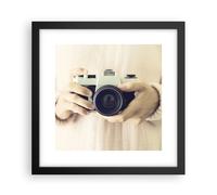 Cuadro Poster de Pared 30x30cm Póster Marco La Cámara Retro Fotografía Wall Art