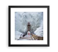 Cuadro Poster de Pared 30x30cm Póster Marco Linterna Mar Tormenta Wall Art