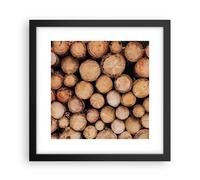 Cuadro Poster de Pared 30x30cm Póster Marco Madera Troncos Troncos Wall Art