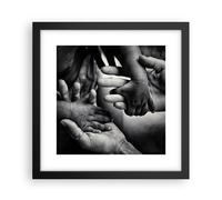 Cuadro Poster de Pared 30x30cm Póster Marco Manos Tolerancia Comunidad Wall Art