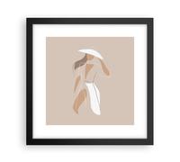 Cuadro Poster de Pared 30x30cm Póster Marco Minimalismo Mujer Crayon Wall Art