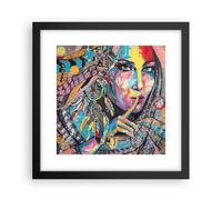 Cuadro Poster de Pared 30x30cm Póster Marco mujer folklore Wall Art Prints Decor
