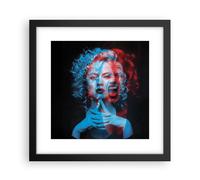 Cuadro Poster de Pared 30x30cm Póster Marco Negro Mujer Emociones Wall Art