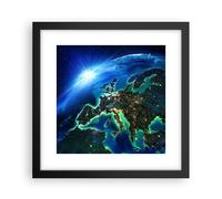 Cuadro Poster de Pared 30x30cm Póster Marco Noche espacio mundo vista Wall Art