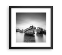 Cuadro Poster de Pared 30x30cm Póster Marco Łódź Naufragio Barco Wall Art Prints