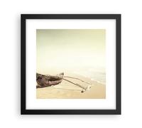 Cuadro Poster de Pared 30x30cm Póster Marco Łódź Naufragio Mar Wall Art Prints