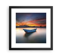 Cuadro Poster de Pared 30x30cm Póster Marco Oeste El Sol Barco Wall Art Prints
