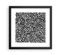 Cuadro Poster de Pared 30x30cm Póster Marco Op Art. Negro Blanco Wall Art Prints