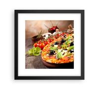 Cuadro Poster de Pared 30x30cm Póster Marco Pizza comida Italia la tradición Art