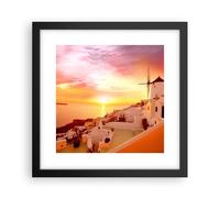 Cuadro Poster de Pared 30x30cm Póster Marco Santorini Grecia vacaciones Wall Art