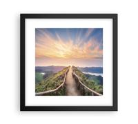Cuadro Poster de Pared 30x30cm Póster Marco Sendero Montaña Azores Wall Art