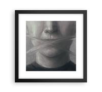 Cuadro Poster de Pared 30x30cm Póster Marco Símbolo Boca Discurso Wall Art