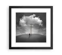 Cuadro Poster de Pared 30x30cm Póster Marco Símbolo Escalera Cielo Wall Art