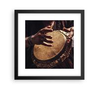 Cuadro Poster de Pared 30x30cm Póster Marco Tambor India Músico Wall Art Prints
