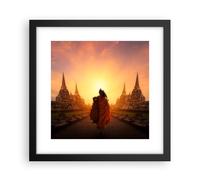 Cuadro Poster de Pared 30x30cm Póster Marco templo monje Wall Art Prints Decor