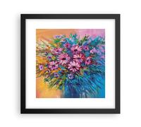 Cuadro Poster de Pared 30x30cm Póster Marco Un ramo Flores Aceite Wall Art