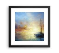 Cuadro Poster de Pared 30x30cm Póster Marco Velero Oeste El Sol Wall Art Prints